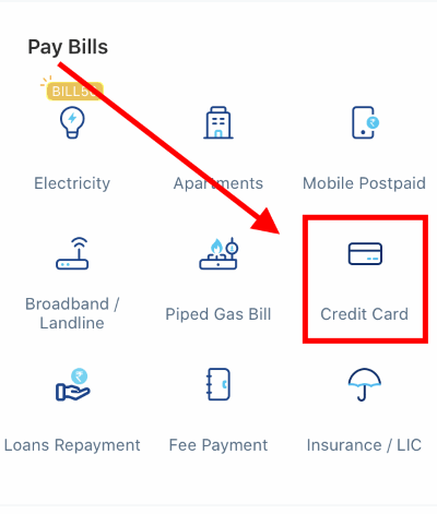 pay credit card bill paytm android